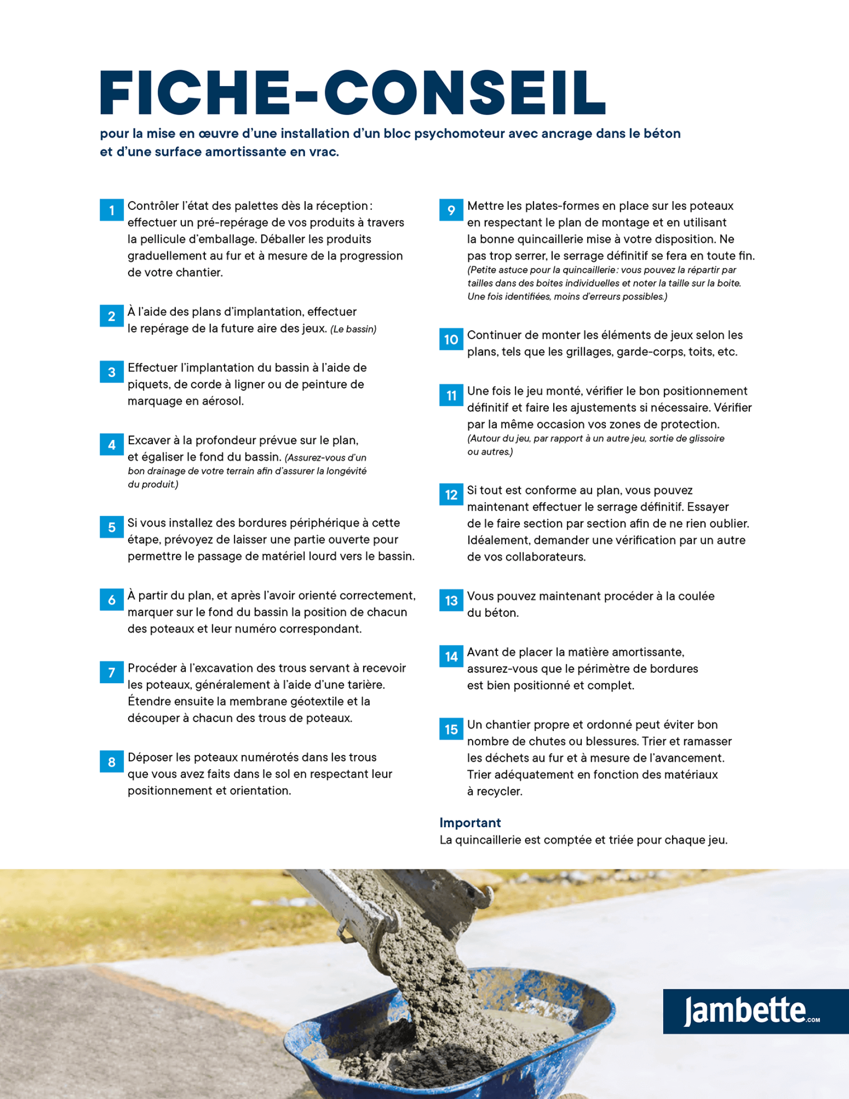 Fiche-conseil - Installation avec ancrage dans le béton